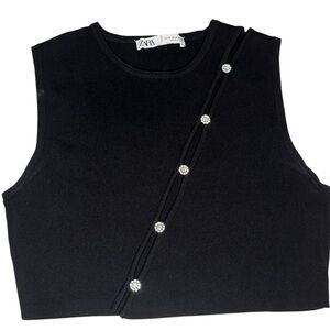 Black Zara Embellished Tank Top